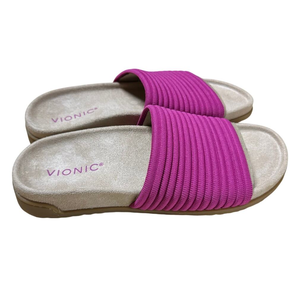 Vionic Evie Knit Slide Sandal Rose Violet Women's Size 6.5 New in Box Condition - Picture 2 of 7
